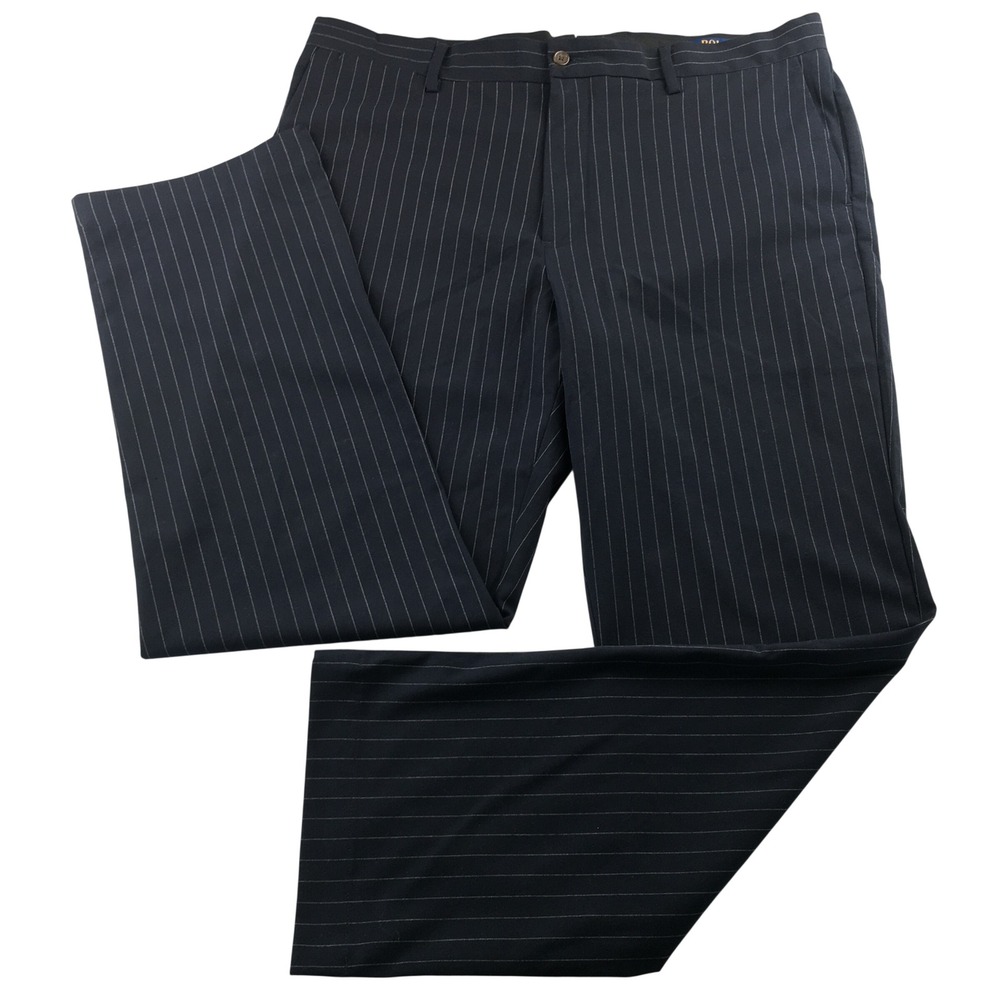 Polo Ralph Lauren Dress Pants Men 36/30 Navy Blue Pinstripe Stretch Classic Fit